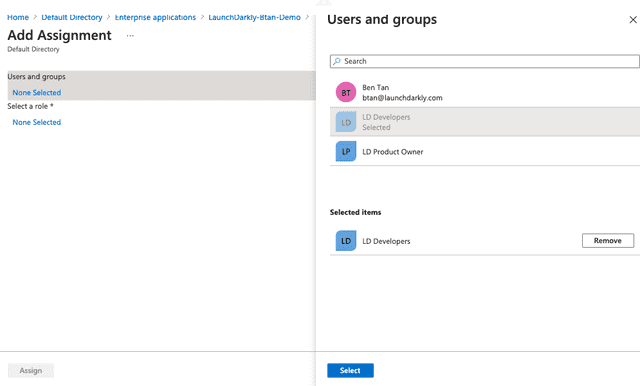 The "Users and groups" screen.
