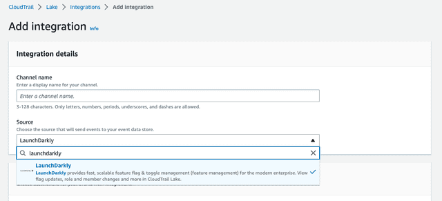 The "Add CloudTrail Integration" form.