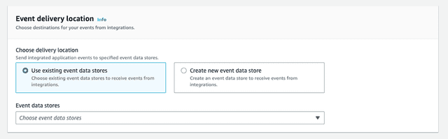 The "Event delivery location" form.