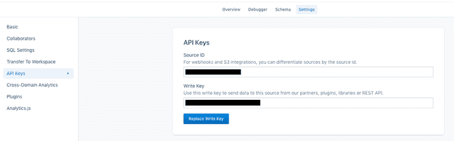 The API Keys section of Segment's UI.