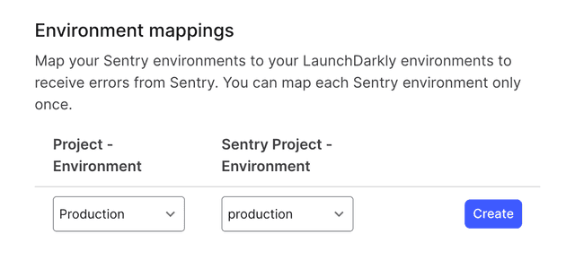 Sentry environment mappings.
