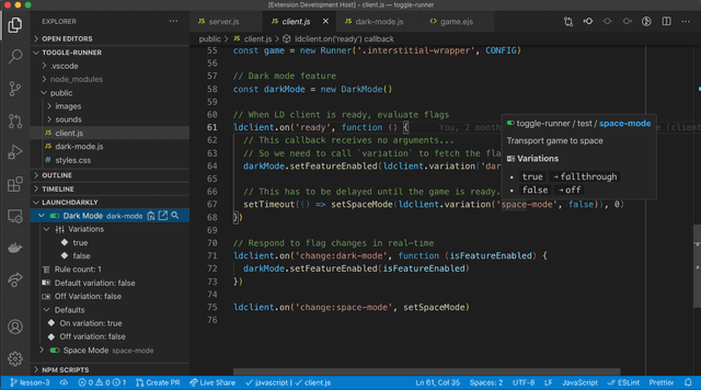 The LaunchDarkly VSCode extension