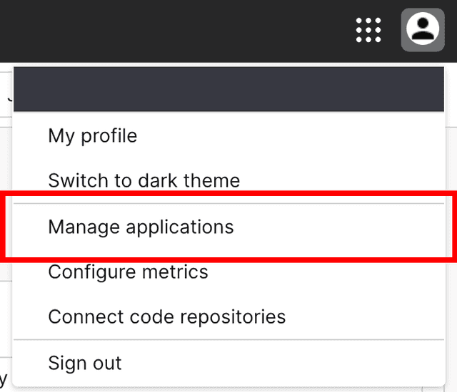 The "Manage applications" option.
