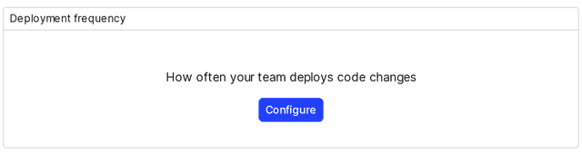 The deployment frequency metric prompting you to set up to your deployment pipeline.
