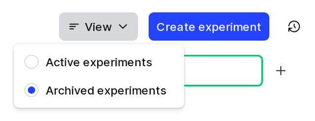 The "View archived experiments" option on the Experiments list.
