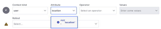 Creating a custom "Location" user context attribute from a flag's targeting page.