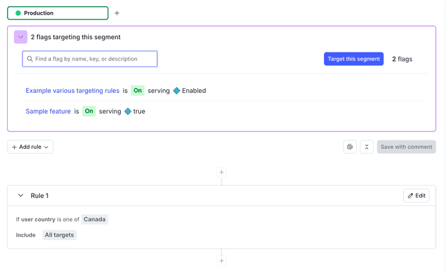 A segment's details page.