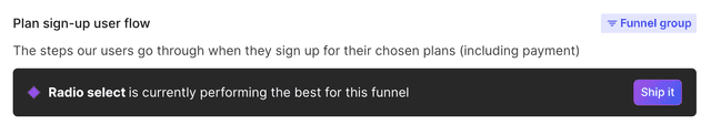 A funnel optimization experiment's winning variation.