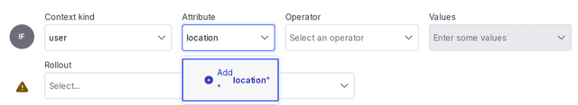 Creating a custom "Location" user context attribute from a flag's "Targeting" tab.