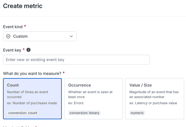 A custom conversion count metric.