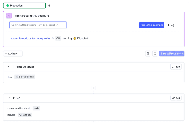 A segment's details page.