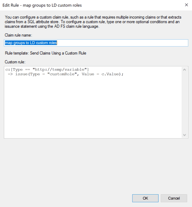 A custom rule entered in the "Edit Rule" window.