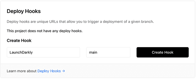 Adding a deploy hook in Vercel