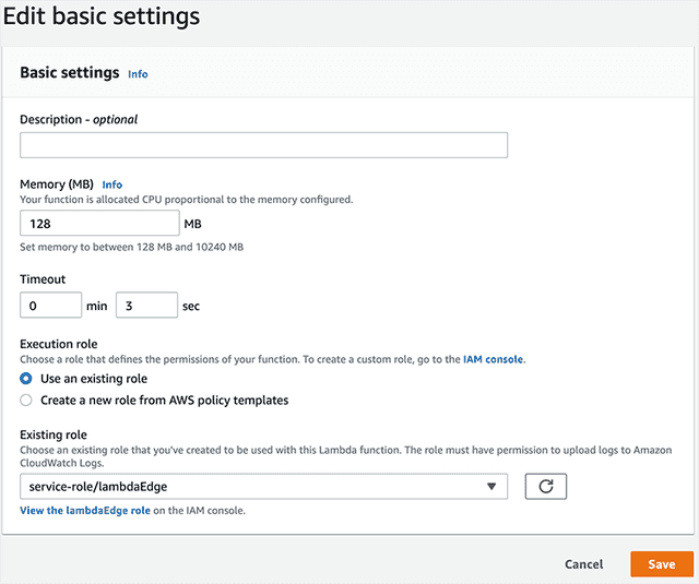 Changing the service role to Lambda@Edge.