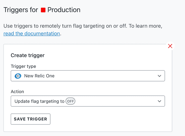 Flag triggers on the Settings tab of a feature flag.