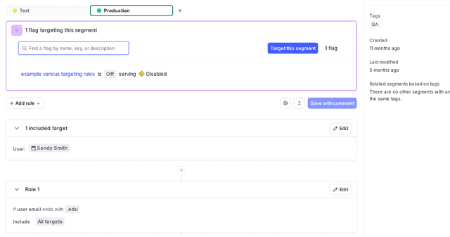 A segment's details page.