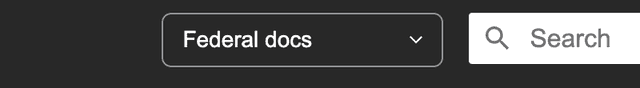 The site version menu with "Federal docs" selected.