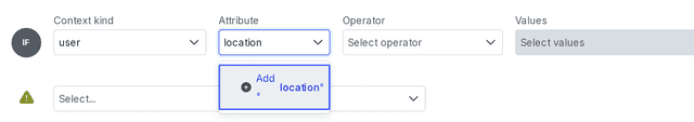 Creating a custom "Location" user context attribute from a flag's "Targeting" tab.