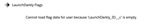 The LaunchDarkly Salesforce integration displaying the "cannot load flag data" error message.