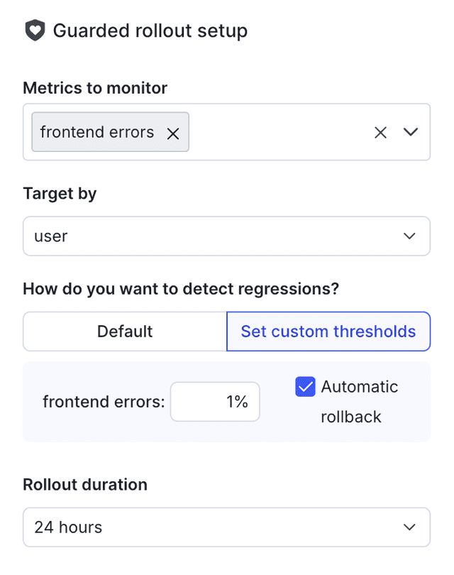 The guarded rollout setup options on a flag rule.