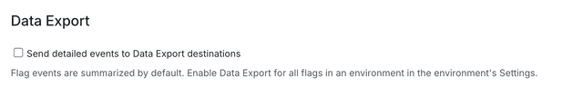 The Data Export section on a flag's "Environment configuration" screen.