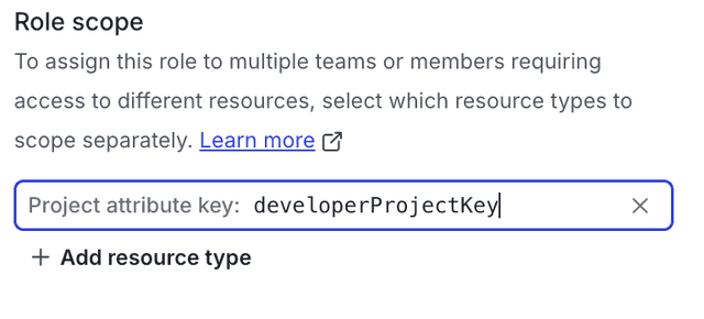 The "developerProjectKey" defined as a role attribute.