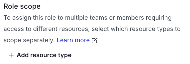 The "Role scope" section of the "New role" page.